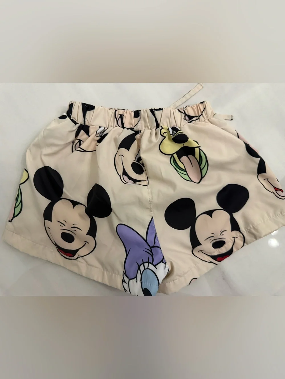 Disney Cream Shorts with Multicolor Character Prints